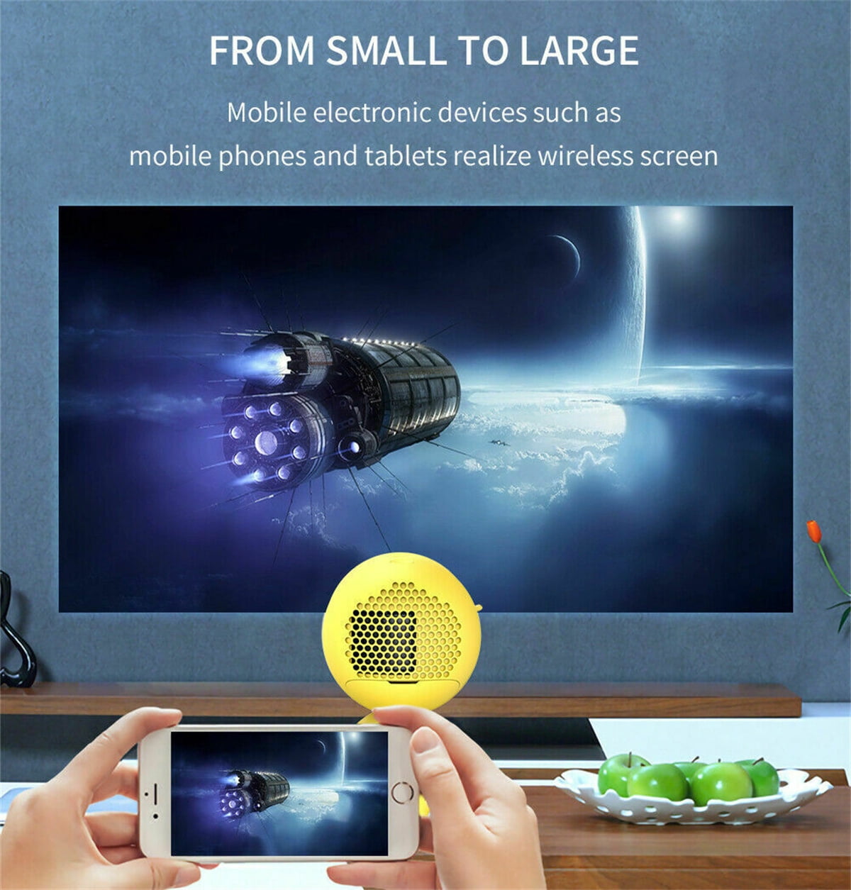 IBEAR 4K Mini Portable Projector Native 1080P Full HD ,Movie Projector for Outdoor Movies Display, Video Projector Support 4k Home Theater with Speaker, (Projector with Tripod)
