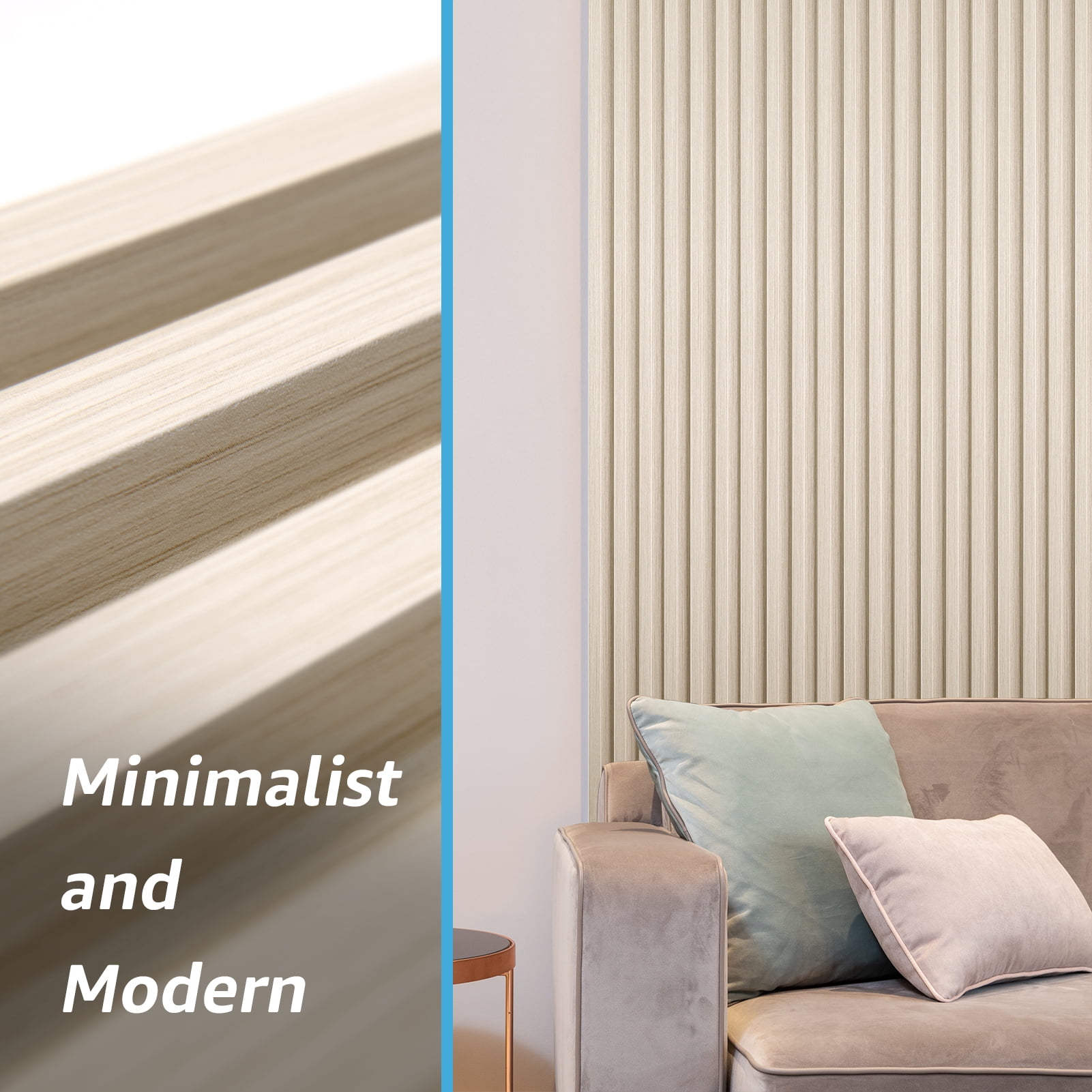 Art3d Slat Wall Panel,WPC Acoustic Diffuser 3D Wall Panel,8 Pieces 96x6 inch-White Ash(32 Sq.ft/Case)