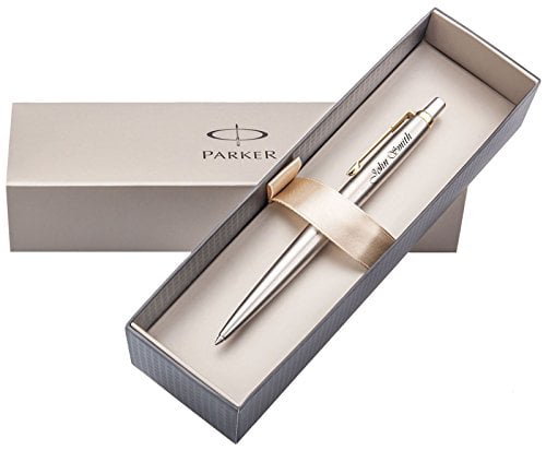 Gift Personalised Engraved Parker Jotter Steel Silver & Gold Ballpoint Pen 