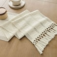 thumbnail image 7 of Boho Table Runner, Macrame Style Ivory Table Runners Farmhouse Woven Home Decor, 12x108 Inch, Ivory, 7 of 7
