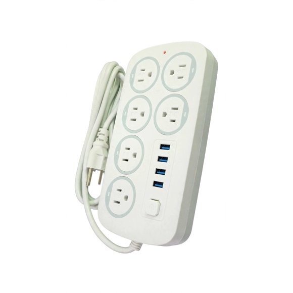 Multicontacto Moreka MC-J06U 6 Contactos + 4 USB 2500W Con Switch y Protección