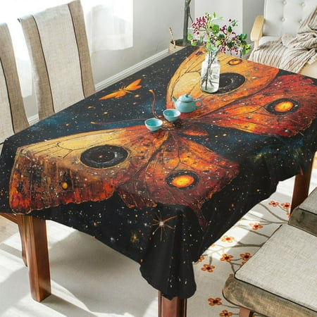 

WOBOGO Star Red Butterfly Square Tablecloth 54×54in Polyester Fabric Tablecloth Washable Dust Resistant Wrinkle Resistant
