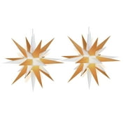 21” Large (Yellow/White2PCS) Illuminated LED Holiday Moravian Star - Outdoor Hanging Christmas Decoration Star - Advent & Christmas Star - Tree Topper (Easy Assembly)
