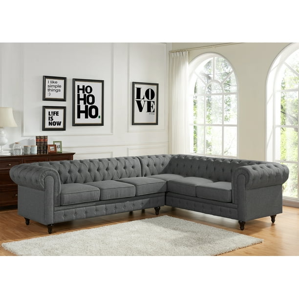 Us Pride Furniture Sophia Classic On Tufted Fabric Upholstered 2 Pc Left Facing Sectional Sofa Grey S0099l 2pc Com Us Pride Furniture Sophia Classic, Classic Tufted Sofa Set