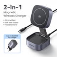 thumbnail image 3 of Cargador inalámbrico magnético UGREEN Qi2 de 25 W, soporte de carga 2 en 1 para iPhone 15, 16 Pro Max y AirPods con cargador rápido MagSafe, 3 of 5