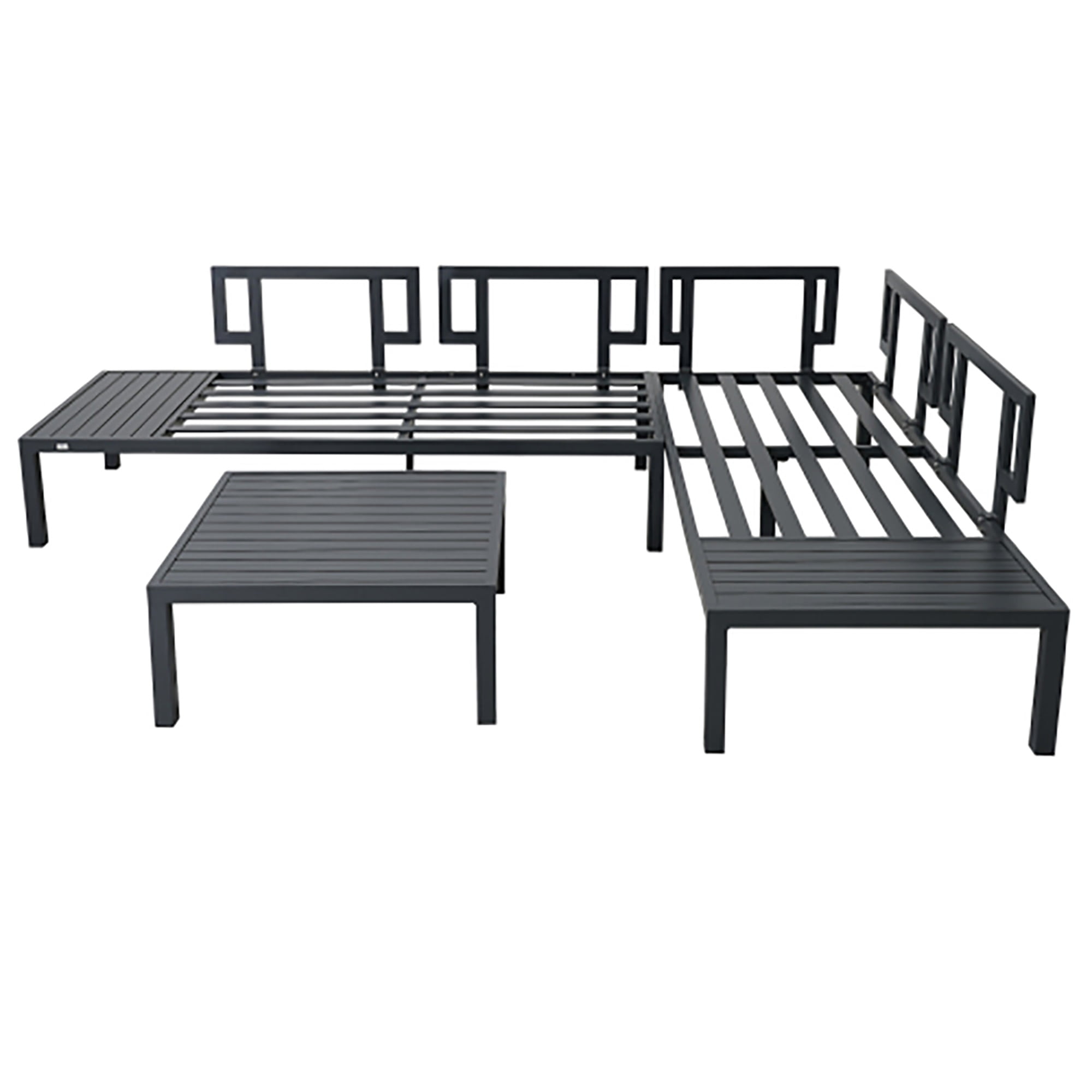 Kadyn Outdoor Aluminum Alloy Modular Sofa, Modern Sofa Three-Piece Set, Living Room Furniture Set Black Frame + Gray Cushions Kadyn Outdoor Aluminum Alloy Modular Sofa, Modern Sofa Three-Piece Set, Living Room Furniture Set Black Frame + Gray Cushions