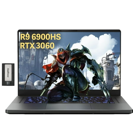 ASUS 2023 ROG Zephyrus 15.6'' WQHD 165Hz Gaming Laptop, AMD Ryzen 9 6900HS, 16GB DDR5 RAM, 512GB PCIe SSD, RGB Backlit Keyboard, GeForce RTX 3060, Win 11, 32GB SnowBell USB Card, Black | 6900HS, Gray