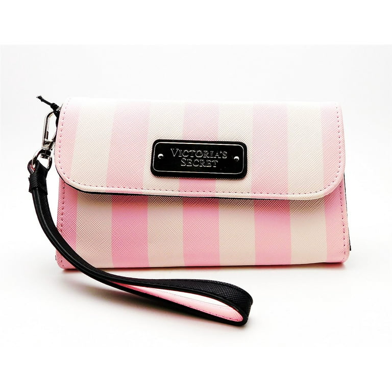 Victoria's Secret pink stripes Clutch/Wallet/Phone Case Purse with Wrist  Strap