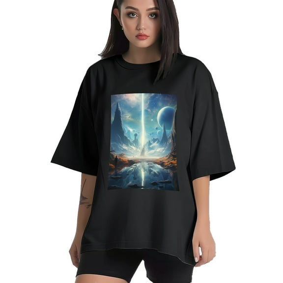 Plus Size Shirt for Women Black Tops for Women Short Sleeves Shirt for Women Quantum World T Shirt Crewneck Shirt for Women XS