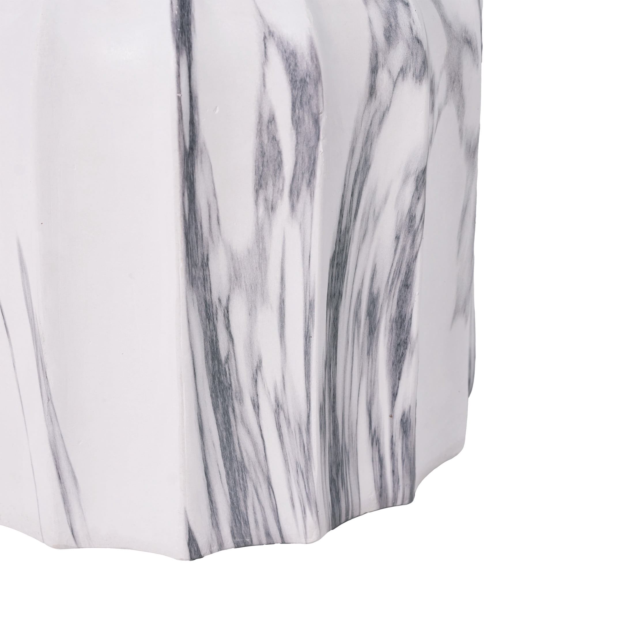 Christopher Knight Home 18.9" Lightweight Concrete Fluted Hourglass Accent Side Table, Marble