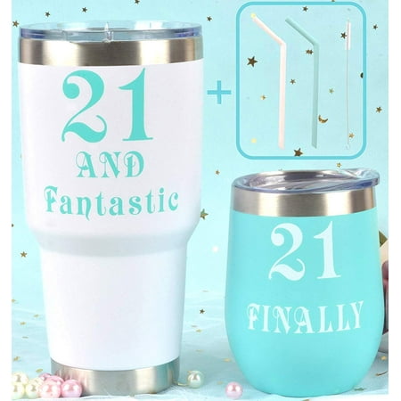Meant2Tobe 21St Birthday Tumbler Set - Perfect Gift Idea For Her, Friends, And Sister. Celebrate 21 And Fabulous With This Women'S Tumbler!