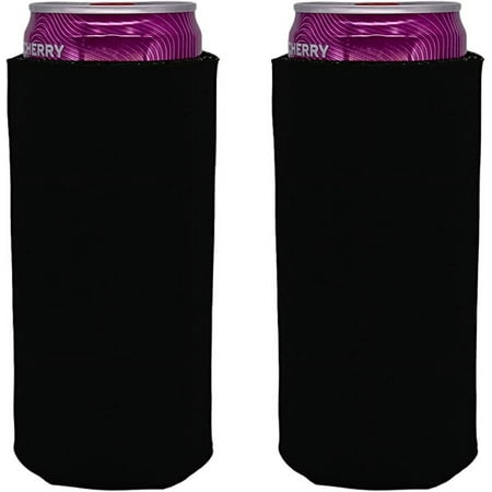 

Blank Soft Foam Collapsible Slim Can Coolie (Black 2 Pack)