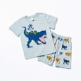 thumbnail image 2 of NIEWTR Boys Clothes Summer Breathable Dinosaur 2 Pieces Outfit Set Print Short Sleeve Shirt + Elastic Waist Shorts（A-Grey,7-8 Years), 2 of 9