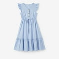 thumbnail image 2 of PatPat Blue Dresses Mommy and Me Solid Color Button Cotton V-neck Tiered Dress,Girl Dress 4-5T, 2 of 9