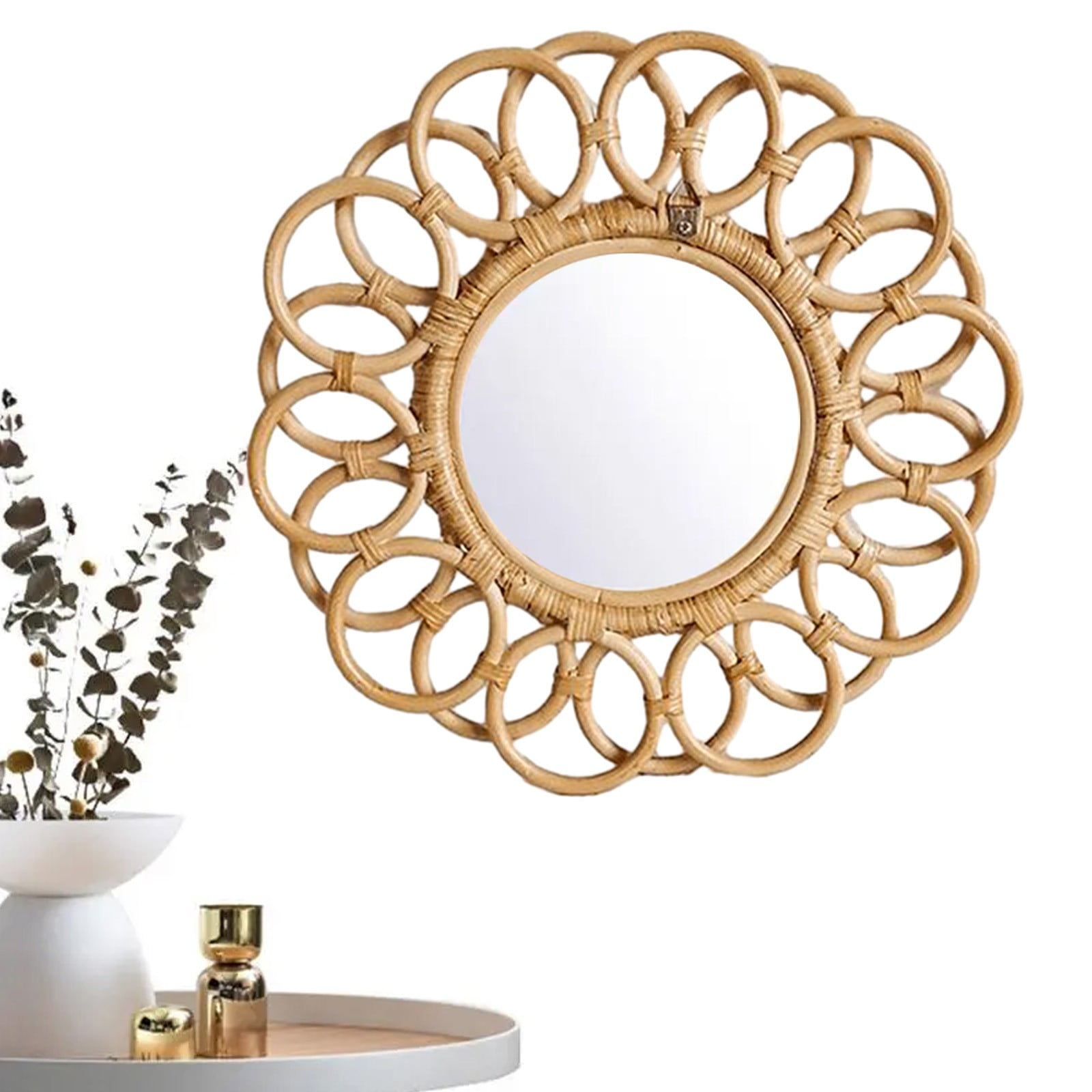 Rattan Innovative Art Decoration Makeup Mirror Bedroom Wall Hanging