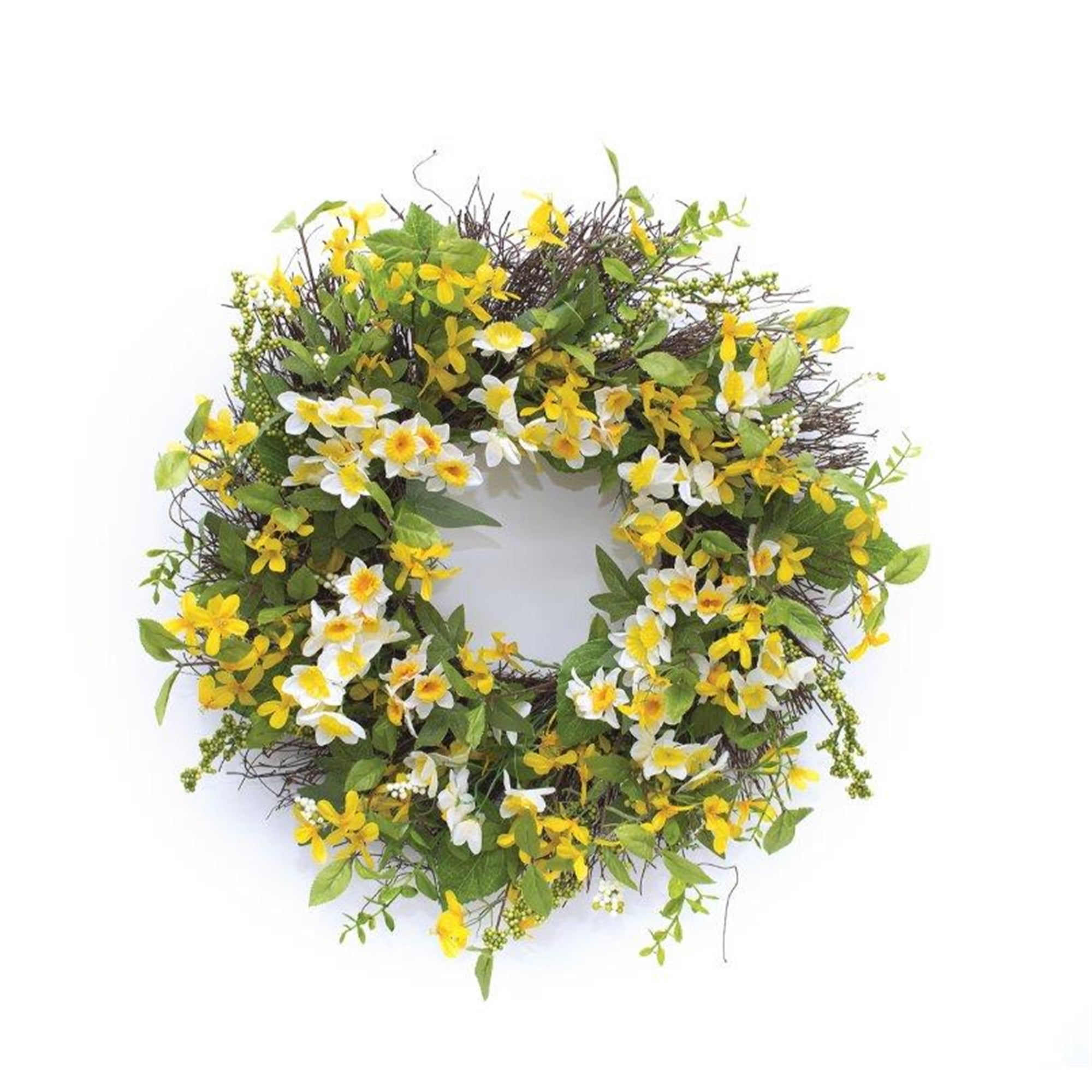 Narcissus and Forsythia Wreath 26"D Polyester