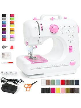 Best Choice Products 6V Portable Sewing Machine, 42-Piece Beginners Kit w/ 12 Stitch Patterns - Pink/White