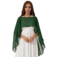 thumbnail image 4 of Manyakai Womens Soft Sheer Chiffon High-Low Asymmetric Long Shawl Wraps Wedding Evening Bolero Shrug Dark Green One Size, 4 of 7
