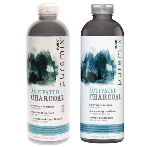 RUSK Puremix Activated Charcoal Purifying Shampoo & Conditioner Set 1L Large Size