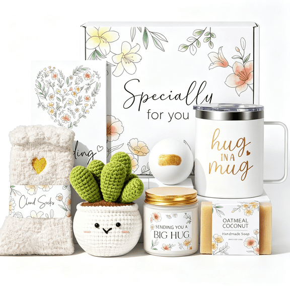 XIBUFE Self Care Get Well Soon Gifts Basket for Women,Birthday Gifts for Women Spa Care Package,Thinking of You Inspirational Sympathy Gift Basket,Unique Christmas Gift Set for Grandma Sister Wife