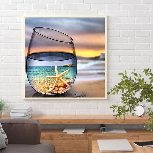 Cuadros Decorativos 5D DIY diamante pintura completo redondo taladro puesta de sol y taza decoración de pared Rhinestone Ndcxsfigh Nuevos Originales