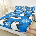thumbnail image 3 of Manfei Cute Cartoon Penguin Full Size Sheets 4-Piece, Kawaii Animal Bed Sheets, Blue Snowflakes Sheet Sets, Microfiber Bedroom Decor, 3 of 7