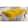 thumbnail image 1 of Motivational Tablecloth, Inspirational and Encouraging Quote Enthusiasm Moves the World Print, Rectangular Table Cover for Dining Room Kitchen, 52 X 70 Inches, Yellow and Redwood, by Ambesonne, 1 of 3