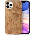 thumbnail image 1 of Case Yard Wooden Case Outside Soft TPU Silicone Slim Fit Shockproof Wood Phone Cover for Girls Boys Men and Women Supports Wireless Charging New Orleans Sugar Skull Design case for iPhone-12-Pro-Max, 1 of 7