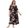 thumbnail image 2 of Women's Plus Size Floral Nightgown Short Sleeve Night Gowns Ladies Summer Oversized House Dress Print Sleepwear Soft Housecoat Sleep Dress,XL-5XL, 2 of 9
