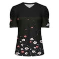 thumbnail image 5 of Inleife New Arrivals Fashion Women's Printed Blouses Casual Puff Short Sleeve Loose T-Shirt, 5 of 5