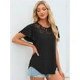 thumbnail image 5 of Fancyglim T-shirts for Woman Short Sleeve Scoop Neck Curved Hem Shirts, Black XL, 5 of 5