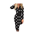 thumbnail image 4 of Vestidos de cintura alta con cuello en V de manga larga a cuadros estampados Unbranded Women Clothing, 4 of 8