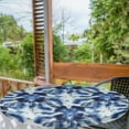 thumbnail image 2 of Ambesonne Retro Fitted Round Tablecloth, Whimsical Ethnic Painting, 56"- 60" Diameter, Dark Violet Blue and White, 2 of 5