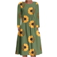 thumbnail image 1 of Vestidos estampados florales plegables de manga larga con cuello redondo informal de otoño e invierno para mujer Fridja  yut2213, 1 of 5