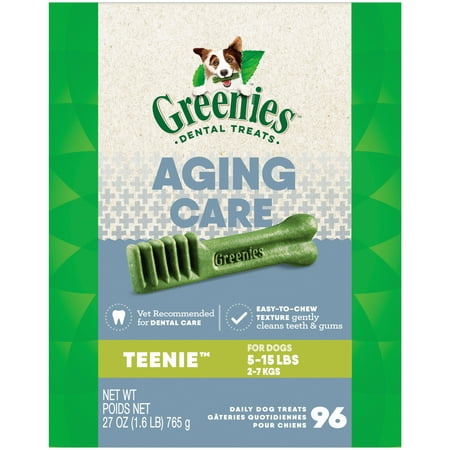 GREENIES Aging Care TEENIE Size Natural Dental Dog Treats, 27 oz. Pack (96 Treats)