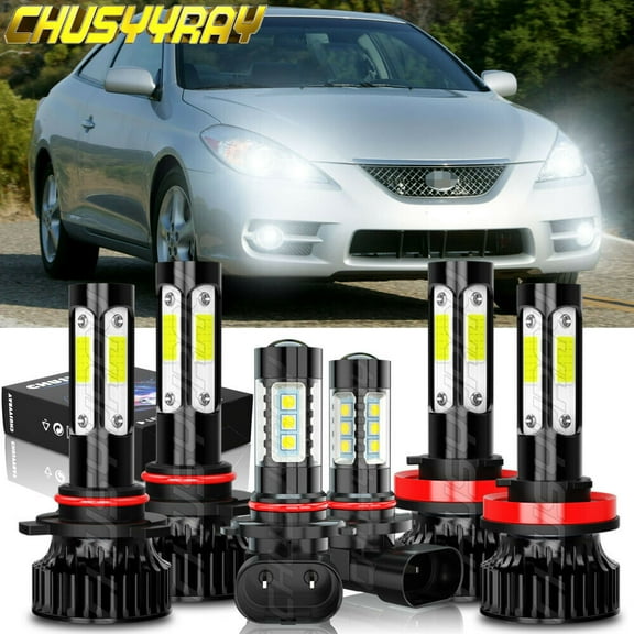 Compatible for Toyota Solara 2004 2005 2006 - LED Headlight Fog Light Combo 6X Bulbs Kit