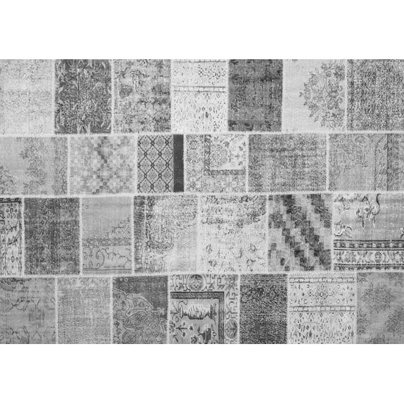 Ahgly Company Indoor Rectangle Patchwork Gray Transitional Area Rugs, 5' x 7'