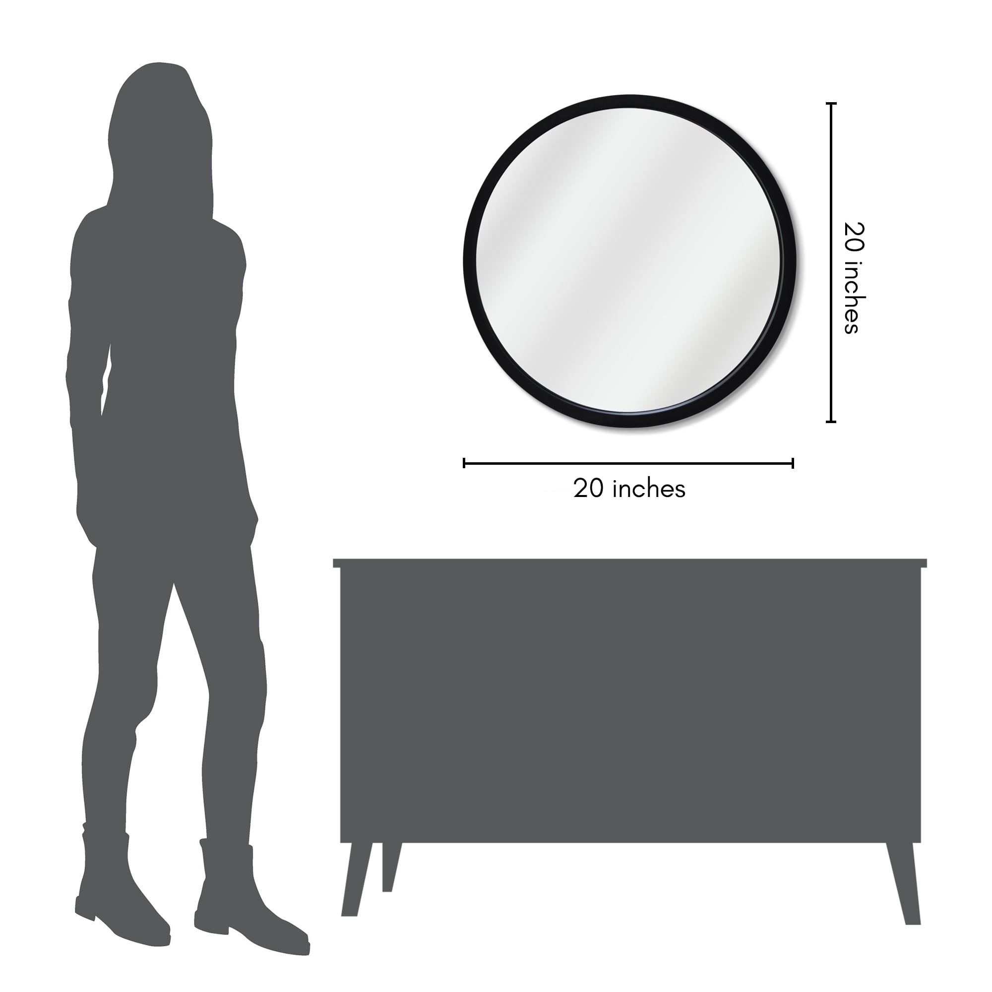 Americanflat - 20x20 Framed Black Round Mirror - Circle Mirror for Bathroom, Bedroom, Entryway, Living Room