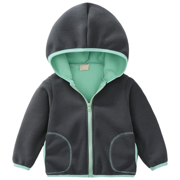 Gubotare Jacket for Baby Boys Toddler Girls Zip Up Flannel Hooded Jacket Lined with Hand Pockets Size 18 24 Months,(Green 18-24 Months)