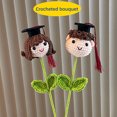 thumbnail image 2 of OIUR Graduates Crochet Flower Bouquet Graduation Hat Cartoon Boy Girl Dog Handmade Knitting Flower Branch Grad Parties Home Decoration, 2 of 7