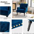 thumbnail image 3 of Upholstered Armchair Set of 2 Velvet Lounge Accent Chair Single Sofa Button Nailhead Wooden Legs Living Room Bedroom Navy, 3 of 6