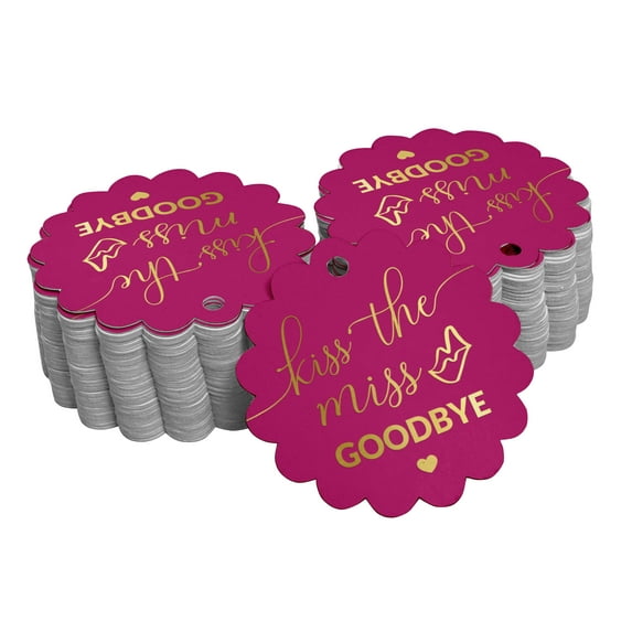 Inkdotpot Kiss The Miss Goodbye Bridal Shower Bottle Tag Real Gold Foil Favor Hang Tags 50 Pack