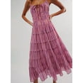 thumbnail image 5 of Raccmtaty Women Slip Dress, Spaghetti Straps Backless Striped Dress Layered Long Swing Dress, 5 of 6