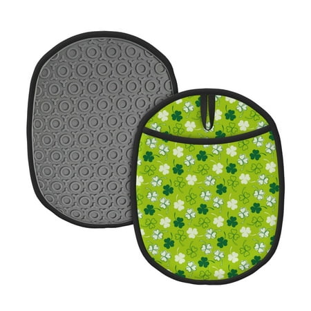 

Naloa St Patrick s Day7 Silicone Pot Holders Oven Mitts Heat Resistant Hot Pads Non Slip Pot Holder for Kitchen Baking and Cooking 9.4 x 7.5 Inches