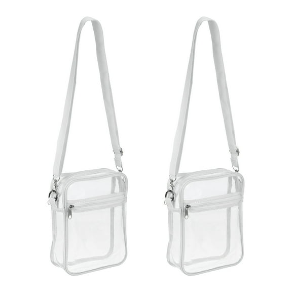 Uxcell 7.5"x6" Clear Crossbody Bag with Shoulder Strap, 2 Pack Stadium Approved Transparent Purse Bag for Sports Events Concerts Festivals, White