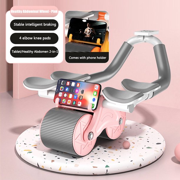 Abdomen Roller Rodillo de culturismo de rebote automático para gimnasio en casa (rosa)