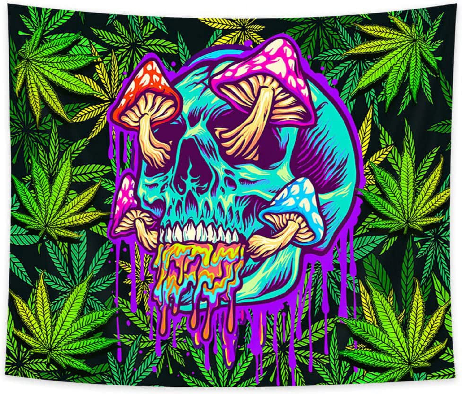 ICC Weed Tapestry Marijuana Wall Hanging leaf Poster Cannabis Hippie Decor  Pot Flag Collage Dorm Trippy Bohemian Art psychedelic Small Hippie Rasta  Ganja Cheap Tapestries 54 x 60 Inches Multicolor 