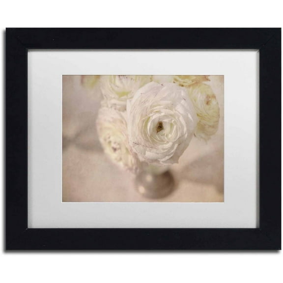 Trademark Fine Art 'White Persian Buttercup Still Life' Canvas Art by Cora Niele, White Matte, Black Frame