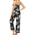 thumbnail image 3 of Liacowi Women 2Pcs Satin Pajama Set Floral Sling V-Neck Top +Long Elastic Pants, 3 of 5