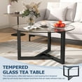 thumbnail image 5 of Dovelina Round Glass Coffee Table with Tempered Glass Top & Sturdy Wood Base, Easy Assembly Modern Cocktail Table, Black, 5 of 9